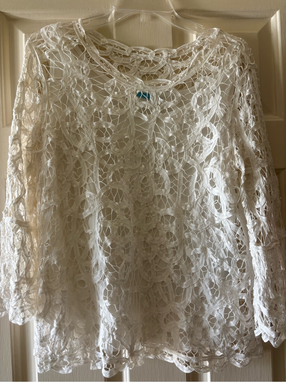 Beautiful, dainty battenburg lace top with self lined camisole.